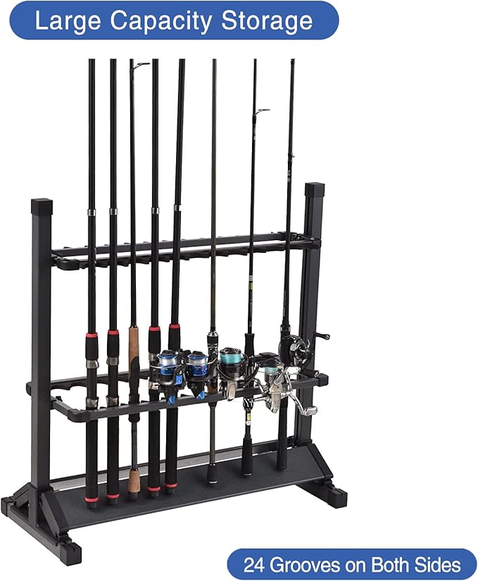 JOYWAVE Fishing Rod Holders,Aluminium Fishing Pole Holders,Portable Fishing Rod Rack,Holds Up to 24 Rods,Fishing Pole Vertical Ground Display Rack