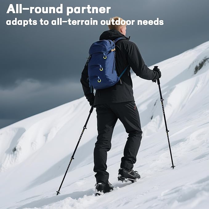 Hiking Poles 2 Pack - Lightweight Carbon Fiber Trekking Poles, Adjustable & Foldable for Snowshoeing & Backpacking, EVA Sweat-Absorbent Non-Slip Grips, Portable Hiking Gear for Outdoor Treks