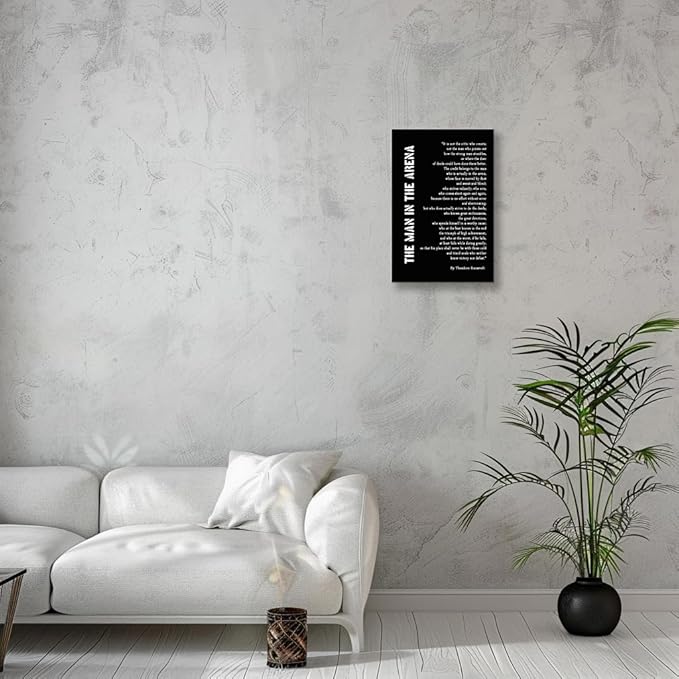 Matniger Man in the Arena Wall Art Framed Poster Prints Canvas Inspirational Quotes Wall Art Speech Poster Vintage Pictures Wall Decor 12x18inches