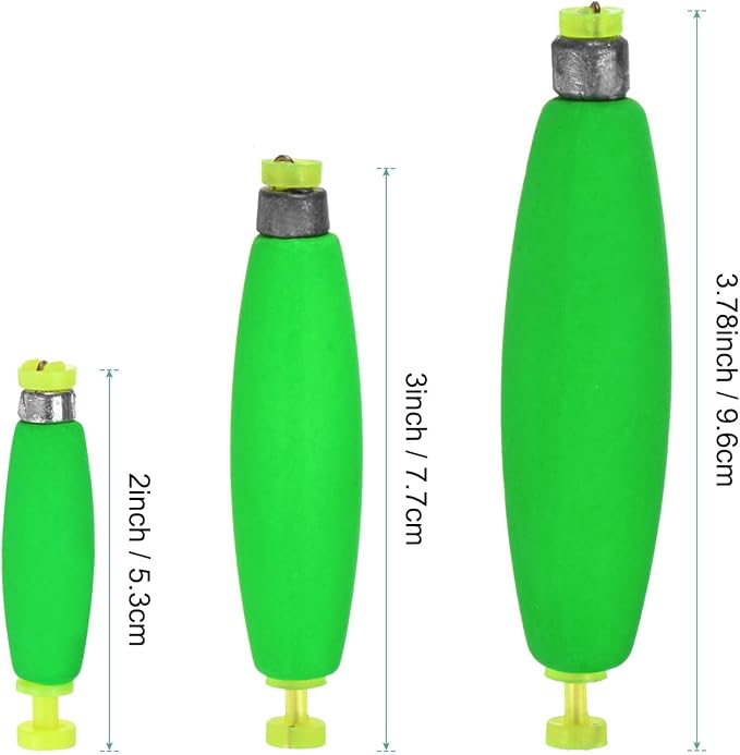 Fishing Bobbers Floats, EVA Foam Weighted Bobbers for Crappie/Bluegill/Trout Bass/Catfish, Clip-on Floats Slip Corks