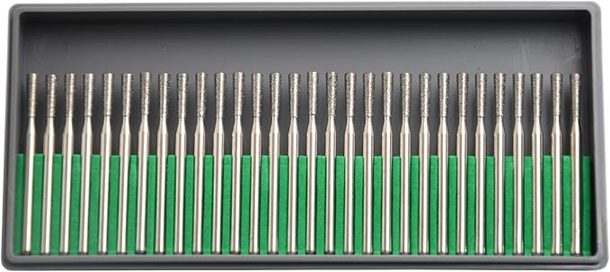 30Pcs 3mm Inverted Cone Head,3mm Shaft,Diamond Stone Abrasive Burs Burr Grit Bits for Rotary Tool Grinding Head Jewelry Lapidary Woodworking (Inverted Cone 3mm)