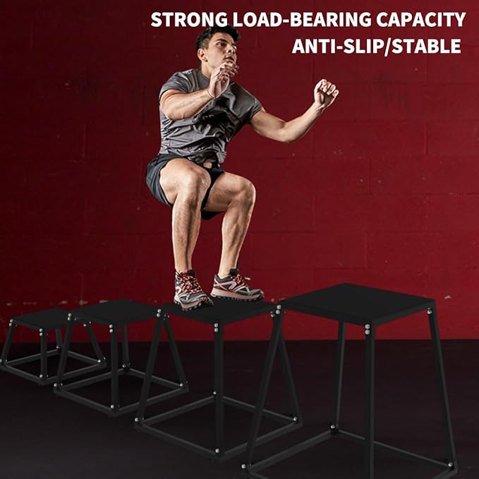 Metal Plyometric Jumping Box,12/18/24/30 Inch Steel Plyo Box for Fitness Exercise Home Gym