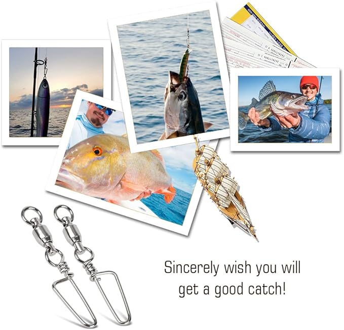 AMYSPORTS High Strength Fishing Snap Swivels Ball Bearing Swivels Stainless Fishing Swivels Saltwater Corrosion Resistance Barrel Swivel for Freshwater Fishing