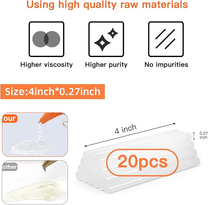 Hot Glue Guns with 20pcs Glue Sticks, Mini Hot Melt Glue Gun Kit for Crafts, Glue Gun for School DIY Arts, Sealing, Home Repairs, Blue