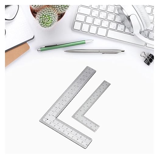 Stainless Steel Framing Square Ruler (5x10cm & 10x15cm), Double Scale Right Angle Measuring Tool for Carpentry & Woodworking