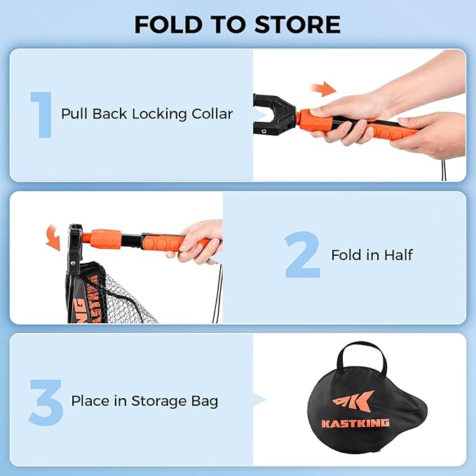 KastKing Titanet Fishing Net, Durable Aluminum Handle, Non-Slip Hi-Vis Grip, Compact Bag & Lanyard, Ideal for Kayak, Lake, Fly, or River Fishing, 2 Net Options