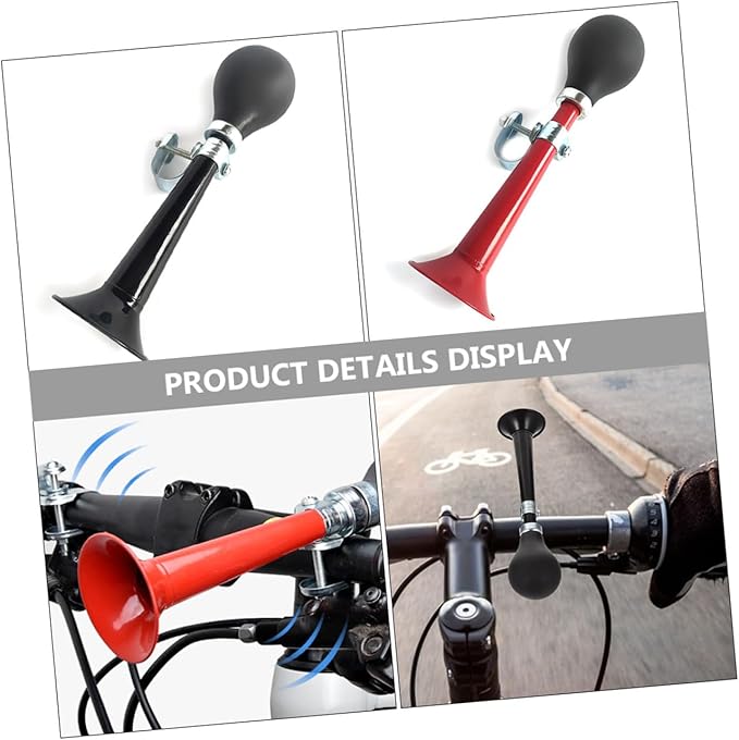 STOBAZA Portable Loud Bike Horn for Adults Electroplated Construction Safety Warning Sound for Mountain Road Folding Bicycles Black Red