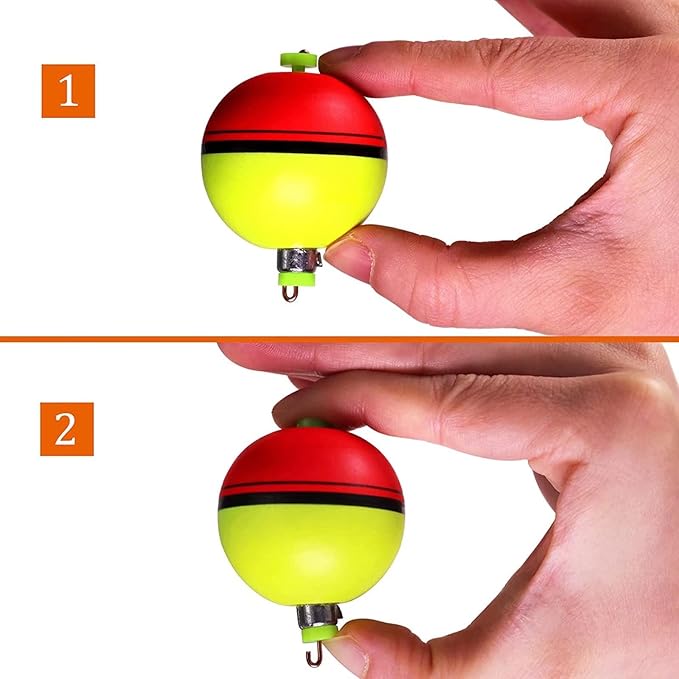 THKFISH Fishing Bobbers 5PCS EVA Foam Round Floats Red/Green Snap-On Spring Fishing Buoy Accessories for Freshwater Saltwater