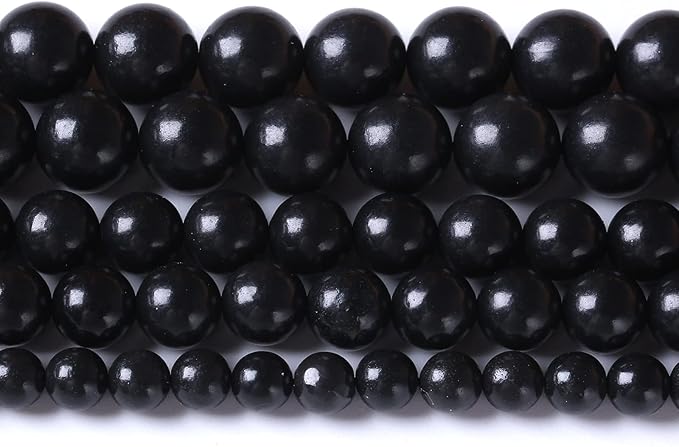 75PCS 10MM Natural Stone Shungite Beads Crystal Loose Beads for Jewelry Making DIY Bracelet