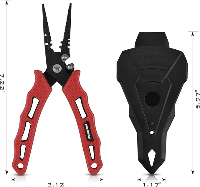 KastKing Cutthroat 7 inch Fishing Split Ring Pliers, 420 Stainless Steel Fishing Tools, Saltwater Resistant Fishing Gear, Tungsten Carbide Cutters