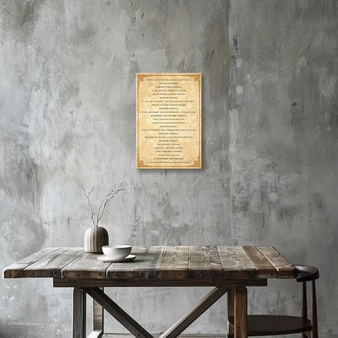 Wallpicss Do It Anyway Wall Art Framed Canvas Artwork Motivational Posters Vintage Poem Wall Decor Poetry Quotes Poster Painting Pictures 16x24 inches