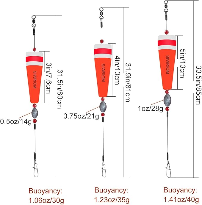 Popping Corks Floats for Saltwater Fishing Bobber, 4PCS Weighted Bobbers Inshore Fishing Popping Cork Float Rig Rattle Popper for Redfish Speckled Trout Sheepshead Flounder Fishing Tackle