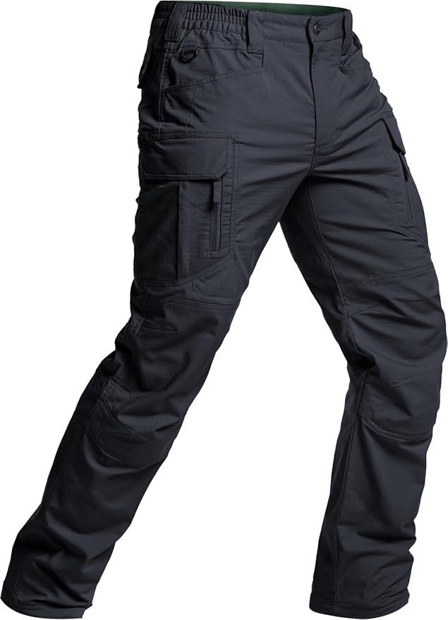 CQR Men's Flex Stretch Tactical Pants, Water Resistant Ripstop Cargo Pants, Lightweight EDC Outdoor Work Hiking Pants