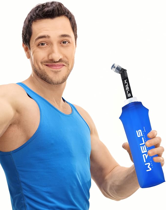 Folding Soft Flask Portable Collapsible Running Lightweight Water Bottle for Outdoor Sports,Travel with Mouthpeice Cover