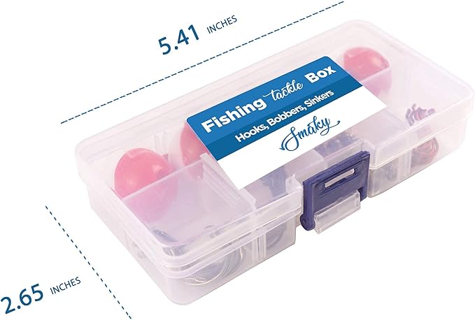 Smaky Fishing Tackle Kit Beginners Equipment 80 Pcs-Includes Fishing Hooks Bobbers Circle Octopus Hooks Sinkers| Starter Kit for Artificial and Live Baits (80-Pcs)