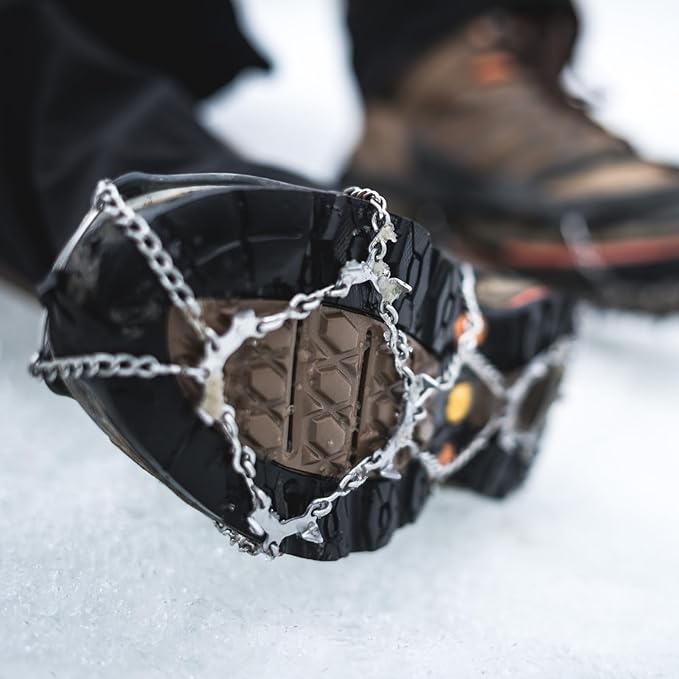 TRIWONDER Crampons for Boots Shoes Traction Ice Cleats Snow Grips Anti Slip Stainless Steel Micro Spikes for Hiking Fishing Walking Climbing Jogging Mountaineering