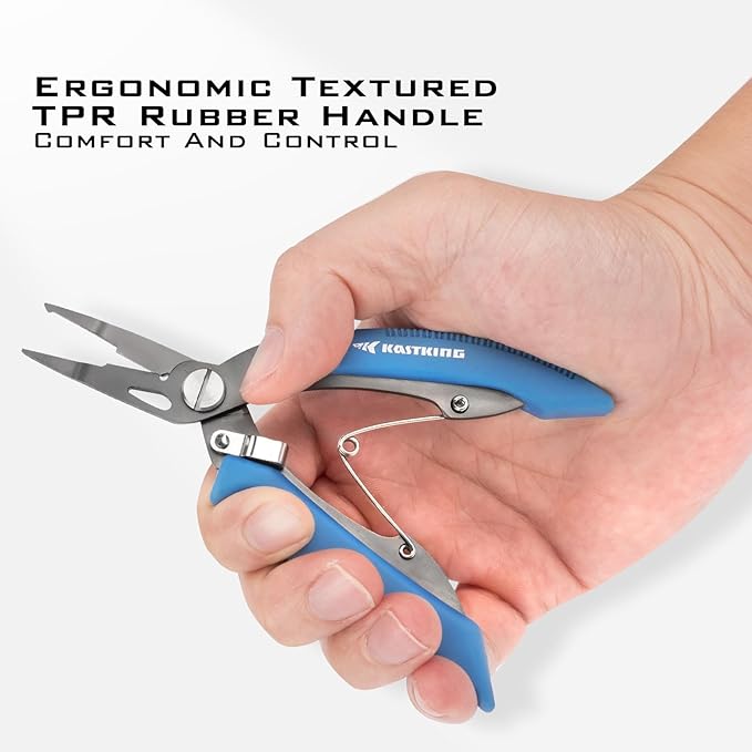 KastKing Intimidator Fishing Pliers, Corrosion Resistant Polymer Coated Fishing Tools, Tungsten Carbide Cutters, Saltwater Resistant Fishing Gear