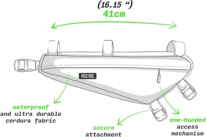 Mira Bike Frame Bag - Water Resistant, Durable Cordura Fabric & Bicycle Equipment Bag - Biking Storage, Bikepacking Pouch, Road for Cycling Adventures