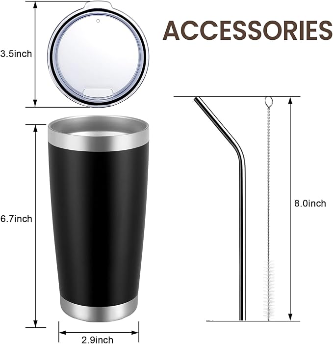 MEWAY 20oz Tumbler Cup Double Wall Vacuum Insulated Travel Mug Bulk, Stainless Steel Tumblers with Lid and Straw, Durable Powder Coated Coffee Cups for Cold & Hot Drinks (Navy, 1)