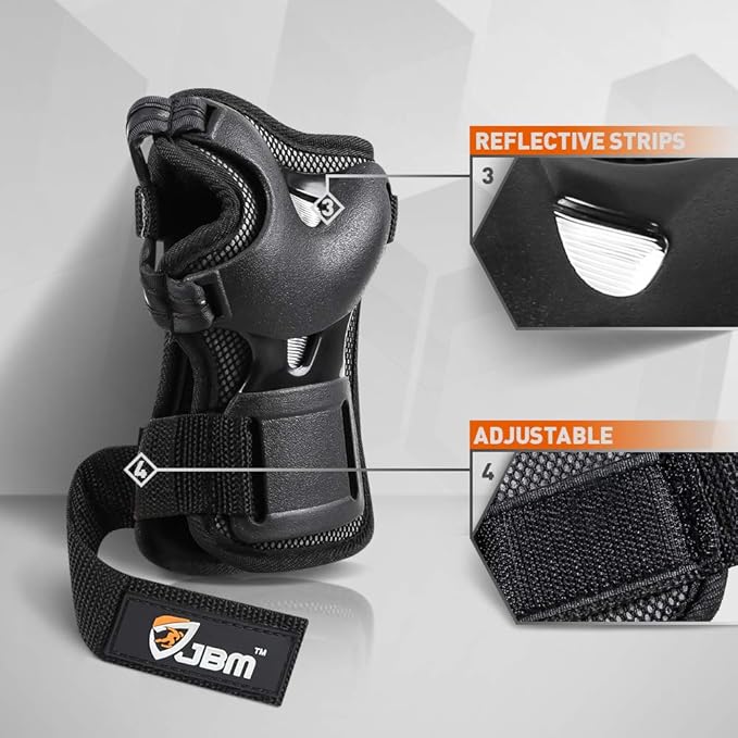JBM Adult & Kid Skating Protective Gear Set Sktaeboard Helmet Knee and Elbow Pads with Wrist Guards for Inline Roller Skating, Scooter, Skateboarding