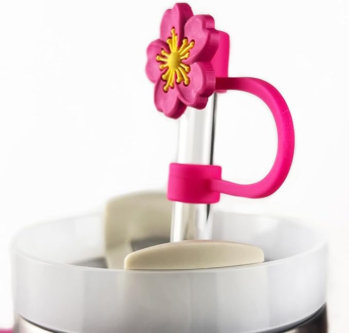 Velaco 11 PCS Accessories for Stanley Cup, Water Bottle Handle Strap for Stanley 30/40 oz tumbler with handle, including Straw Toppers, Silicone Cup Boot, Keychain Charms - ROSE