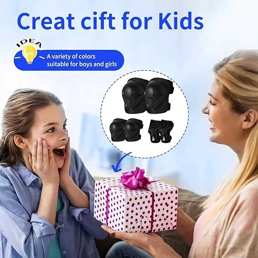 Gradient Color Knee Pads for 2-14+ Ages Kids Knee Elbow Pads Wrist Guards with Drawstring Bag Adjustable Protective Gear Set for Girls Boys Roller Skating Bike Cycling Skateboard Scooter