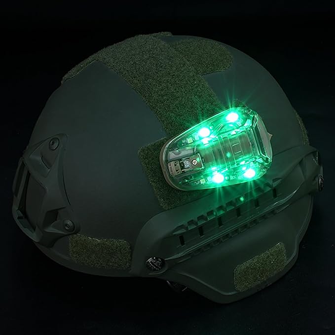 Tactical Helmet Light, 4 Modes with IR + Green + White LED, Survival Signal Identification Lamp for Outdoor Sports