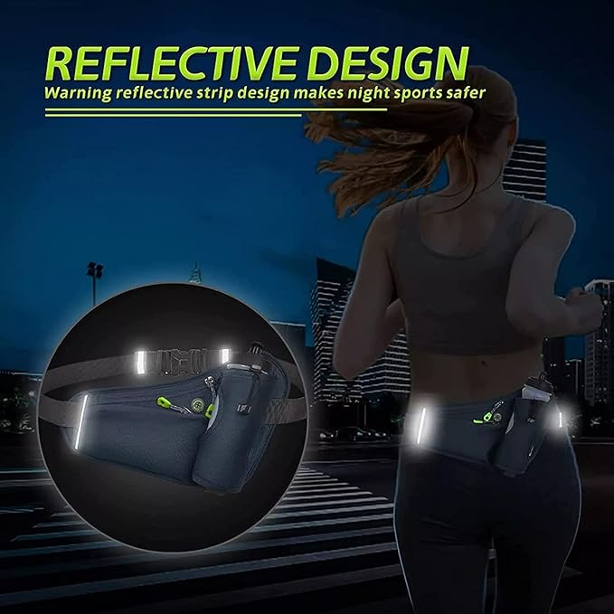 Running Belt Hydration Waist Pack with Water Bottle Holder for Men&Women Outdoor Sports (Black)