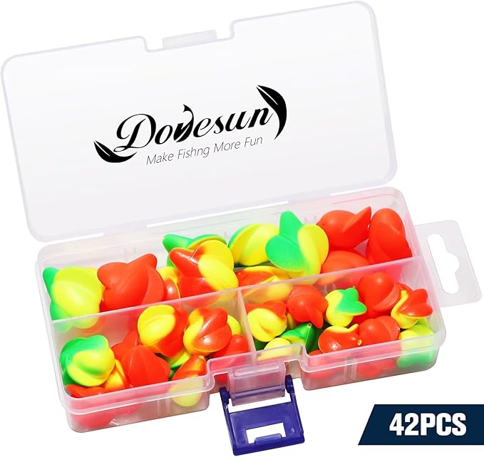 Dovesun 220/104/80/54/42/52pcs Fly Fishing Floats Bobbers Foam Pompano Rigs Surf Fishing Rig Floats Bright Color Round, Bullet, Cylindrical, Spin, Pill with Tackle Box