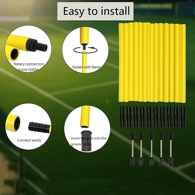 Soccer Agility Training Equipment, 6 Adjustable Soccer Training Agility Poles, 1 Speed Agility Ladder,10 Soccer Agility Cones for Training, 1 Jump Rope + Storage Bag for Youth Soccer Drills