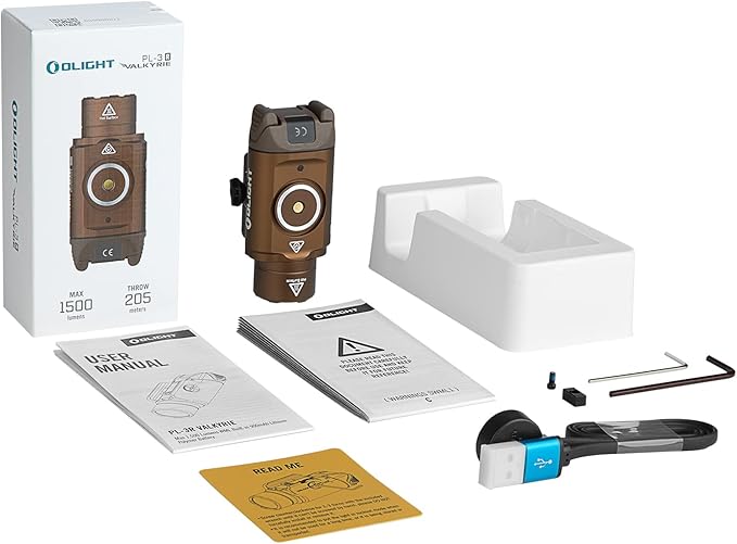 OLIGHT PL-3R Valkyrie Rechargeable Tactical Light, 1500 Lumens Rail-Mounted Weaponlight, LED Flashlight with Built-in Battery, Rail Locating Keys for 1913 Picatinny, GL Style