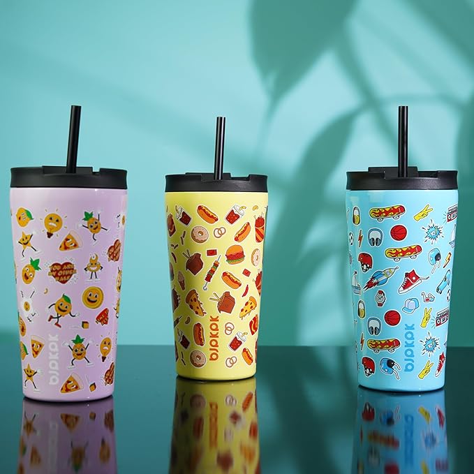 BJPKPK 18oz Stainless Steel Insulated Tumbler With lid And Straw Travel Coffee Thermal Tumblers Cup For Women And Men,Passionate Pink