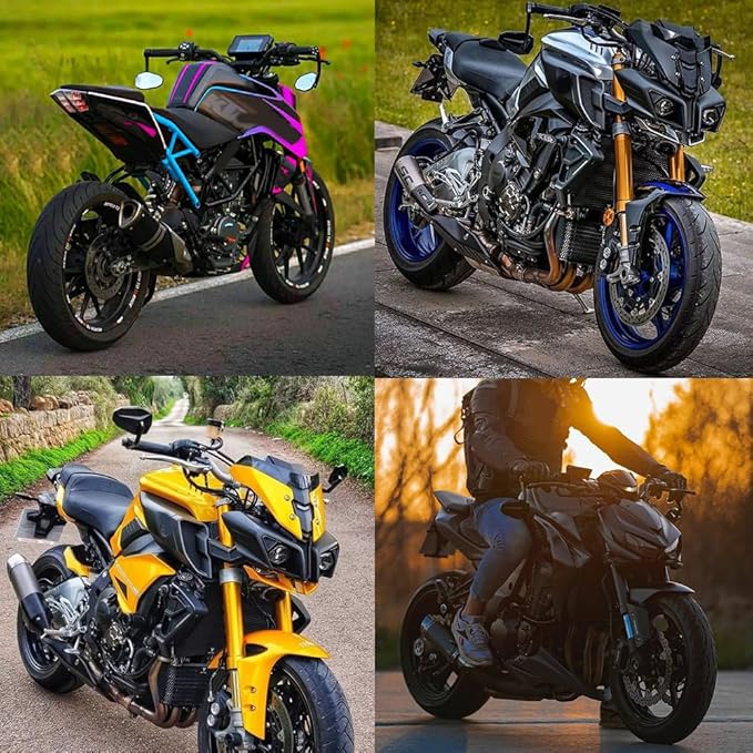 DREAMIZER Motorcycle Bar End Mirrors Black CNC Bar End Mirrors for Motorcycles Compatible with Honda Kawasaki Suzuki Scooter and More (White Glass Lens)