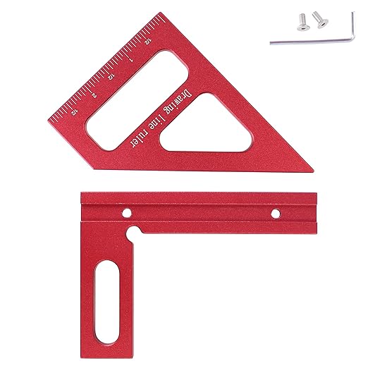 Imperial 3D Multi-Angle Measuring Ruler,45/90 Degree Aluminum Alloy Woodworking Square Protractor, Miter Triangle Ruler High Precision Layout Measuring Tool for Engineer Carpenter,003R