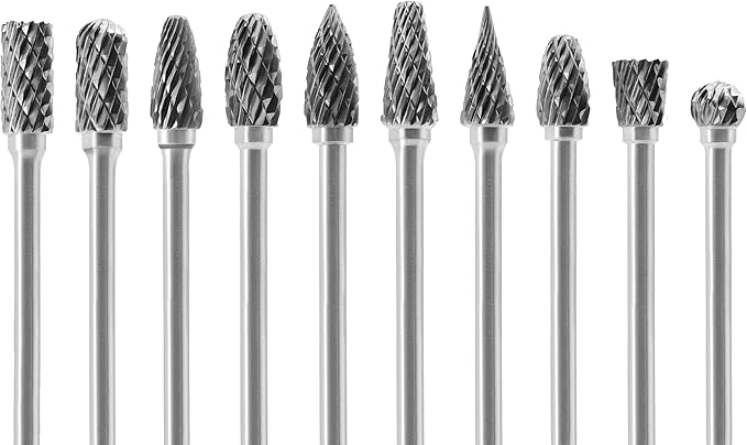 Tungsten Carbide Burr Set 1/8 (3 mm) Shank, Die Grinder Bits, 20 PC Cutting Burr Bits, Carving Bits for Dremel, Double Cut Rotary Burr Set for Metall Carving, Engraving, Drilling, Polishing