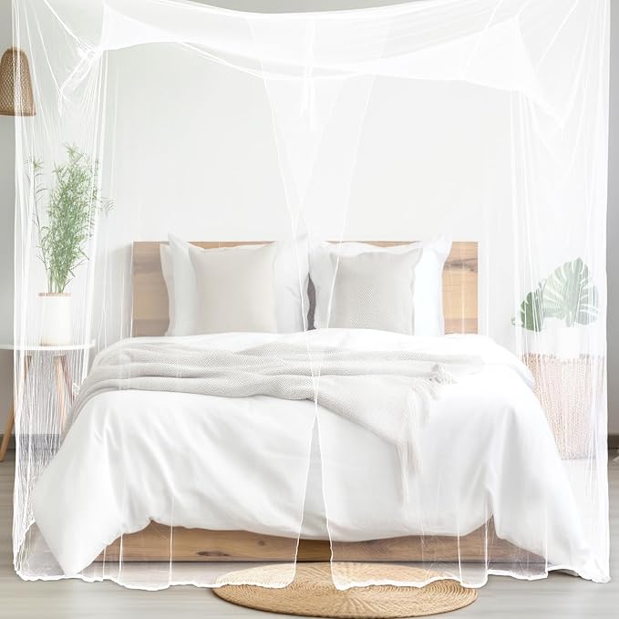 Tranqun 2 Pcs Mosquito Netting for Patio, Ultra Large Mosquito Net l 87 x W 87 x H 71 Inch for Bed with 2 Side Openings 16 Hanging Loops for Camping Home Outdoor Travel Dormitory Decor(White)