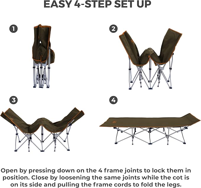 OSAGE RIVER Camping Cot for Adults - Folding Camping Cot - Portable Cots for Sleeping - Rated for 300 lbs