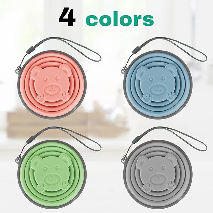 4Pack Collapsible Silicone Cup 320ml Portable Folding Travel Cup Leakproof, for Outdoor, Office, Camping 10.82oz