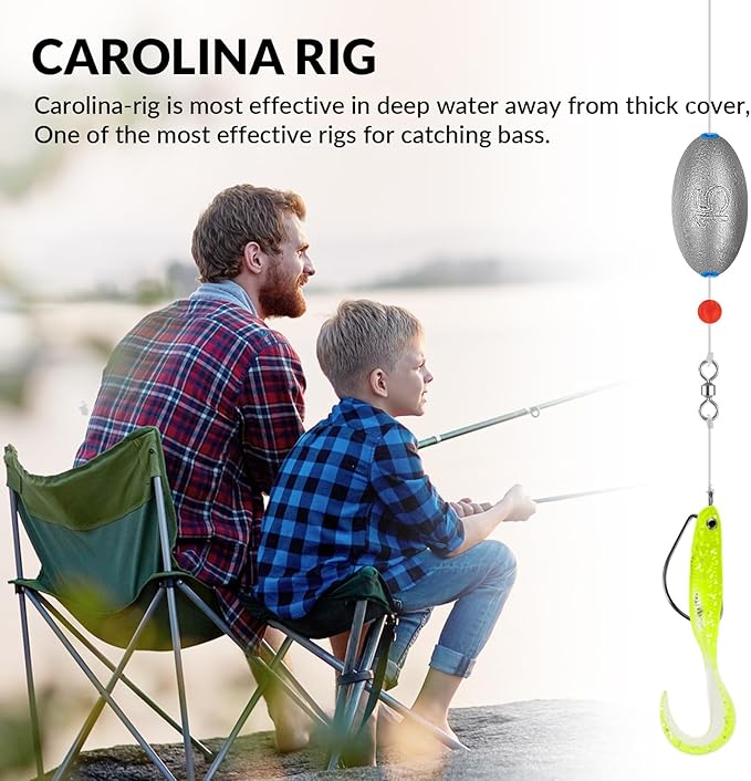 THKFISH Texas and Carolina Fishing Rig Bass Fishing Bullet-Weights for Fishing Sinkers Hooks Rolling Barrel Fishing Swivels Beads Rings Fishing Tackle Kit 35pcs/339pcs/389pcs