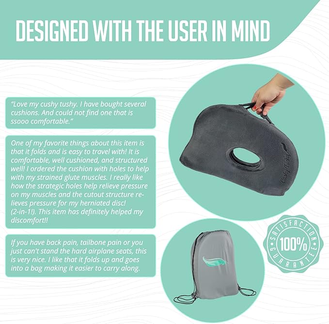 Foldable Sit Bone Seat Cushion - for Sit Bone Pain, Hip, Butt, Ischial Tuberosity, Hamstrings, and Sciatica Pain Relief - for Home, Office, and Driving…