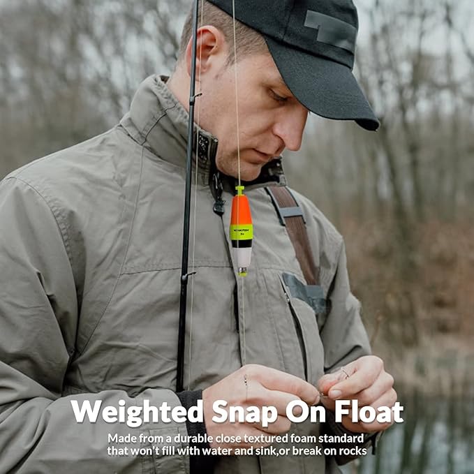 THKFISH Fishing Bobbers 5PCS EVA Foam Round Floats Red/Green Snap-On Spring Fishing Buoy Accessories for Freshwater Saltwater