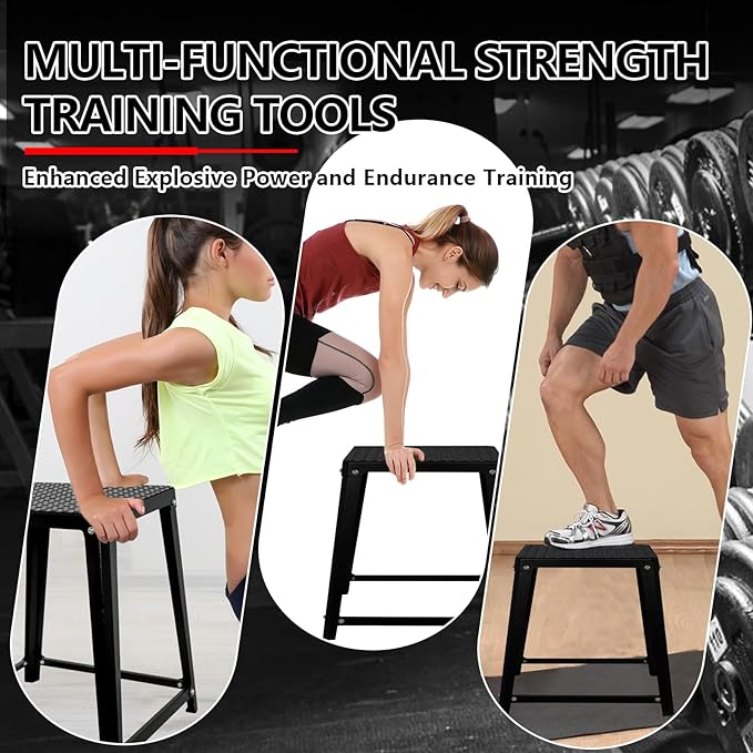 Plyometric Jump Box Set,12/18/24/30 Inch Anti-slip Jump Box Exercise,Red Plyo Box,Steel Step Up Box for Workout,Fitness Step Up Box Jumps for Home Gym Training