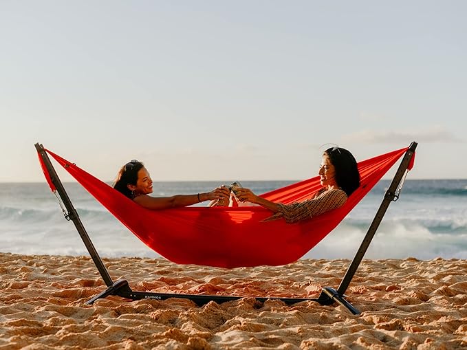 KAMMOK: Roo Double Hammock | Made from Strong & 100% Recycled Water Resistant Ripstop Fabric | Comfortable, Packable, Lightweight (Lifetime Adventure Grade Warranty), Sky Blue