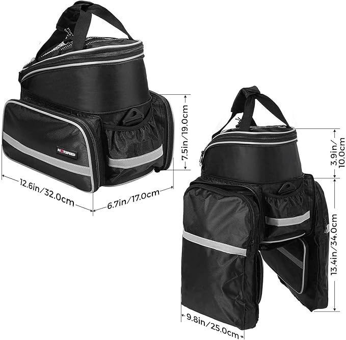 Homa Rear Seat Trunk Bag, Waterproof Multi Function Bicycle Panniers Bike Rear Bag Carrying Luggage Package Rack Panniers with Rainproof Cover (Black)