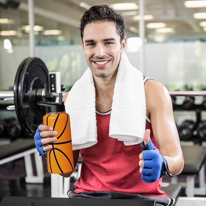 Basketball Water Bottle 32oz Insulated Sports Water Bottles Basketball Gifts for Men Women Gift for Coach Lovers Fan Players Stuff Accessories for Boys Girls