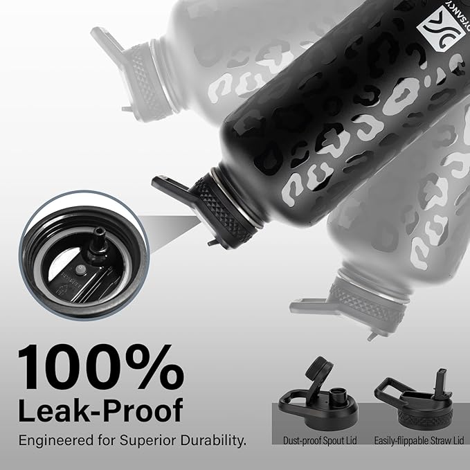 Insulated Water Bottle | Thickened Stainless Steel for Gym and Hiking with Straw, Carrier Bag, Handle Strap | BPA-Free 87 oz