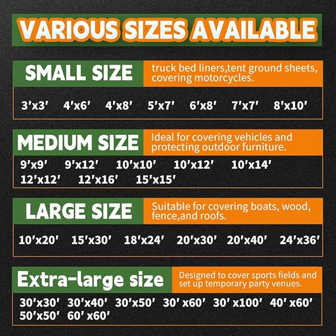 RAINDEWAY Tarps Heavy Duty Waterproof 30x60 Feet,10Mil Thick Multipurpose Large Tarp Cover with Metal Grommets and Reinforced Edges,Silver/Brown Tarp