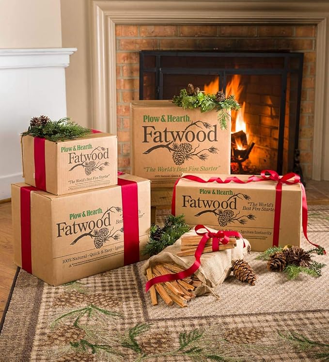 Plow & Hearth 11 LBS Fatwood Fire Starter Sticks Organic Kindling, Easy Ignition Fat Wood, All Natural Firestarters for Fire Pit, Wood Stoves, Fireplaces, Campfires, Bonfires, BBQ