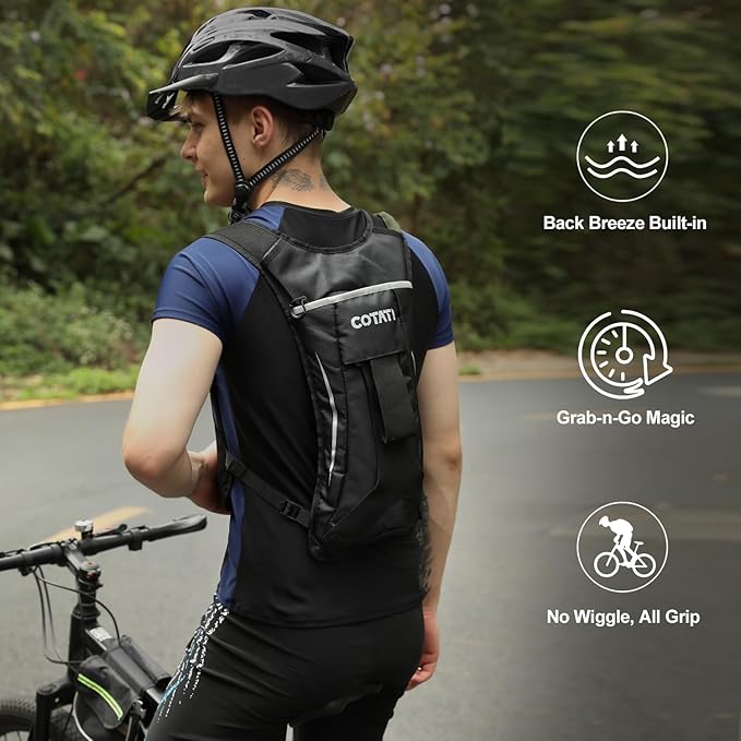 COTATI Hydration Backpack Running Vest with 2L Water Bladder,Lightweight Backpacks for Men Women Hiking Biking Cycling