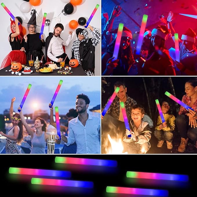 49pcs Foam Glow Sticks,Wedding Party Glow Sticks,,Party Favors Supplies Flashing Glow Party Supplies Light Up Baton Wands, Raves, Birthday,Christmas,Bulk Led Foam Sticks